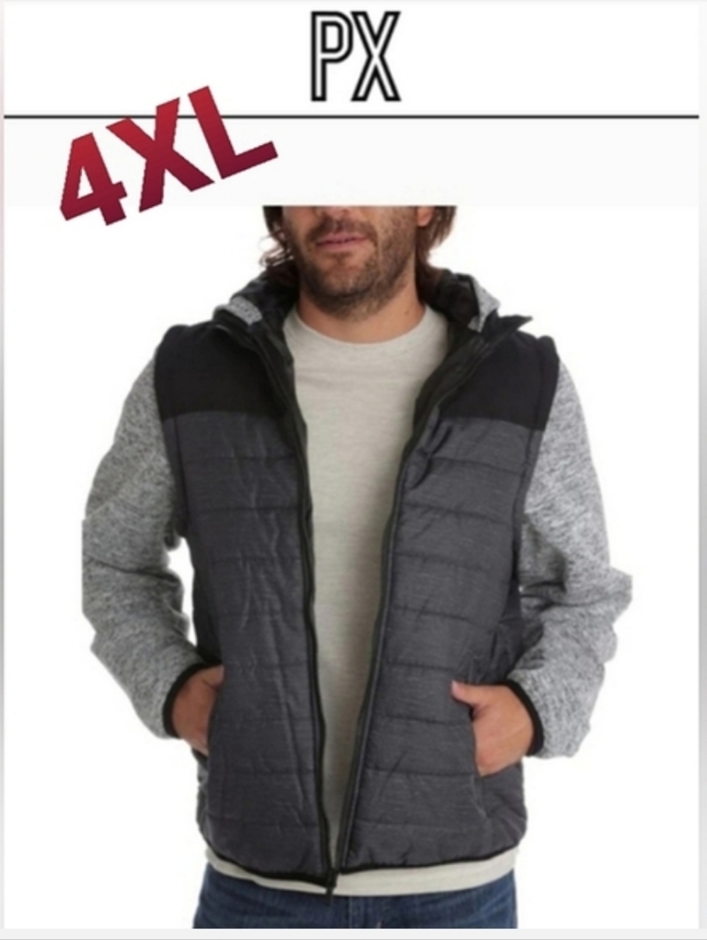 PX Marvin Quilted Puffer Jacket Hooded Black 4XL NWT Cabincore
